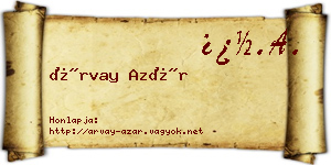 Árvay Azár névjegykártya
